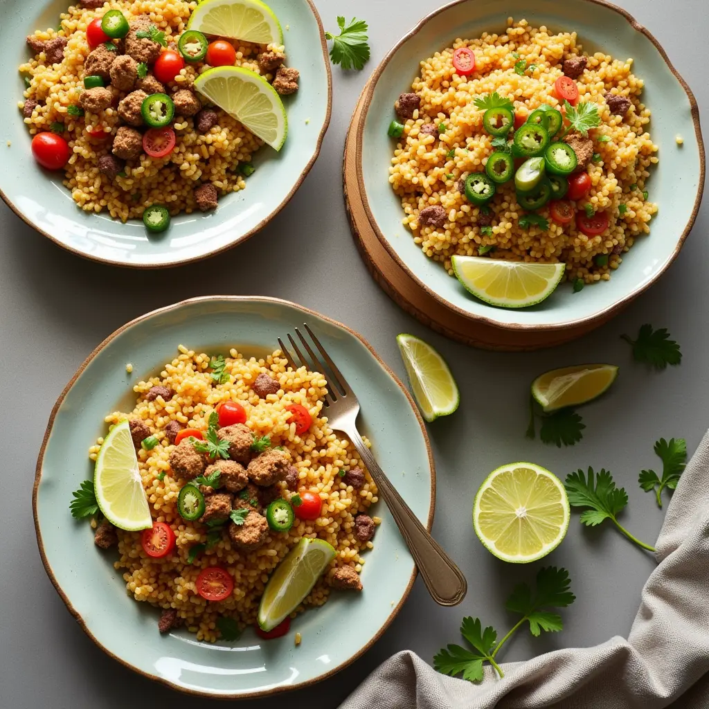 receta con arroz y carne picada